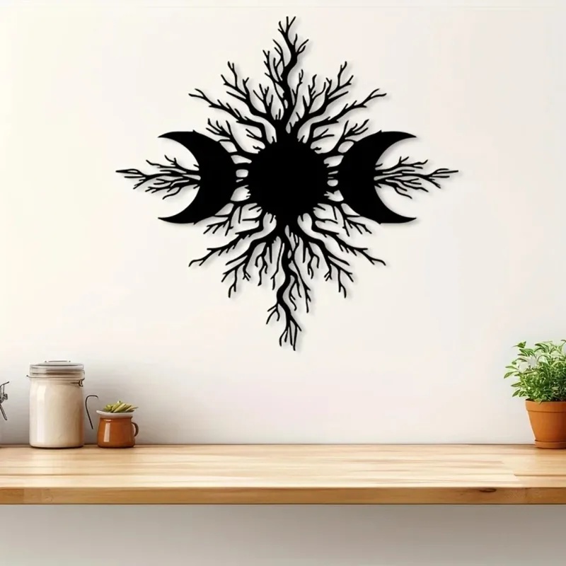 Outdoor Lighting Accent - 1pc Hiasan Dinding Logam Bulan Sabit