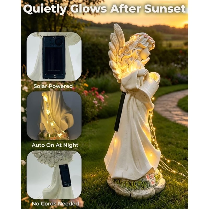 Outdoor Lighting Accent - ABGE-Lampu Taman Tenaga Surya Bentuk Malaikat,