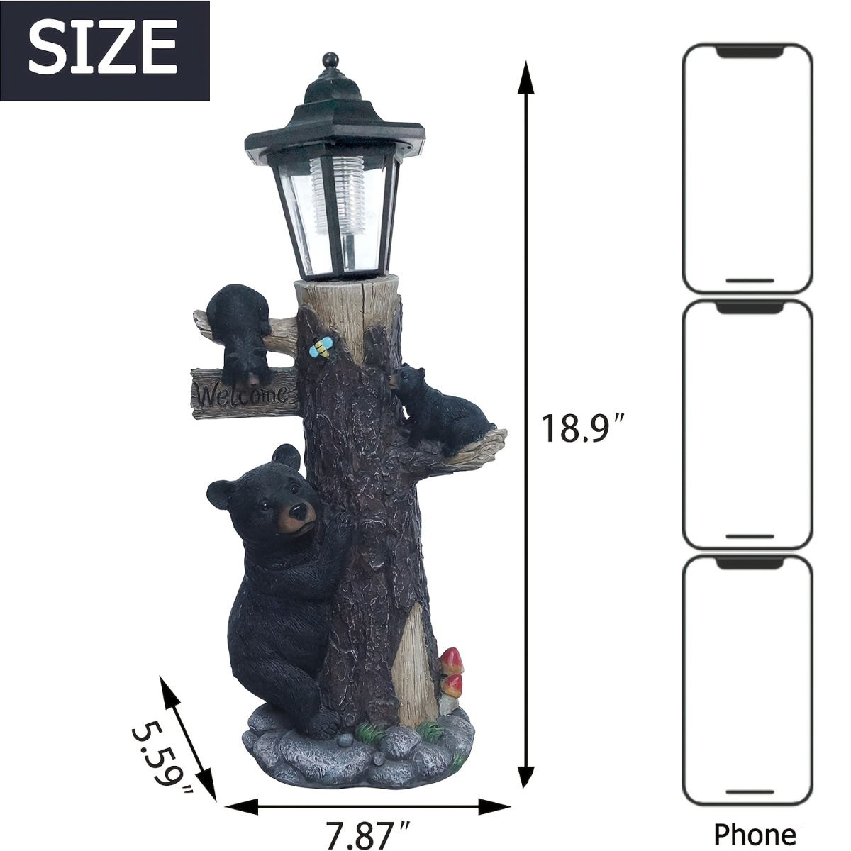 Outdoor Lighting On Trees - Patung beruang hitam sebagai tanda selamat