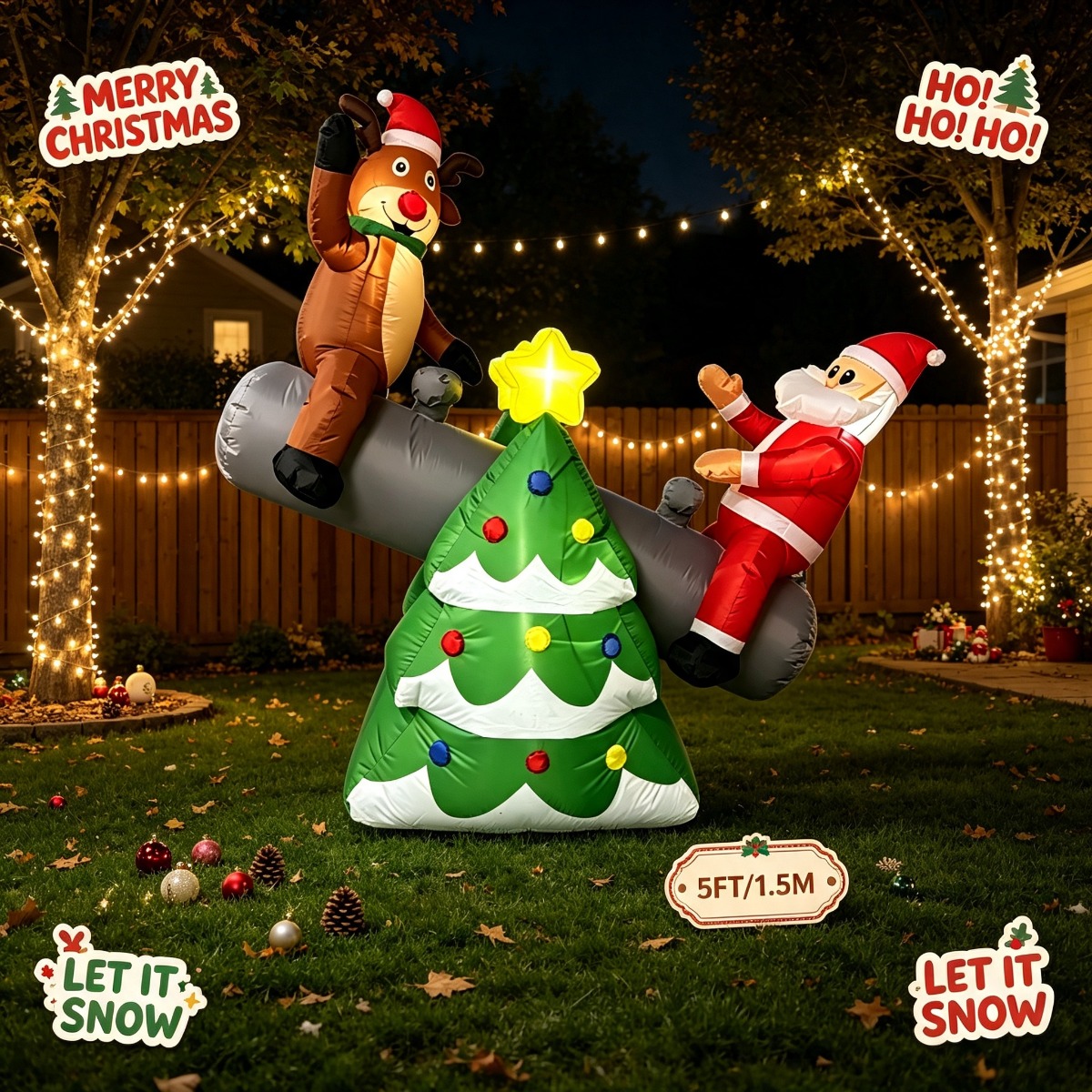 Mainan Tiup Natal: Ayunan Sant - Outdoor Lighting On Trees ulasan dan harga